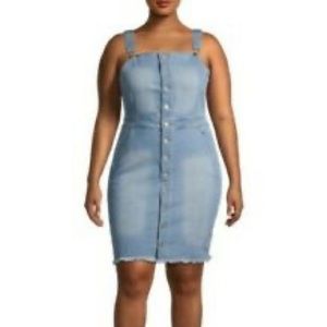Wax Jean Dresses | Wax Jean Denim Jumper Dress Overall Stretch M L | Color: Blue | Size: M | Leahswardrobe's Closet